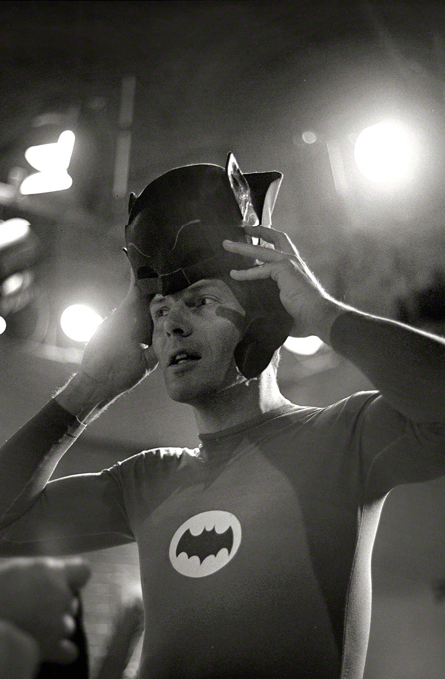 jthenr-comics-vault:
“ Adam West on the set of Batman (1966)
Photo by Richard Hewitt for Look Magazine
”