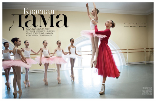 Anna Selezneva as a ballet teacher in 'Red Lady’ for Vogue Russia, October 2012. Photograph by
