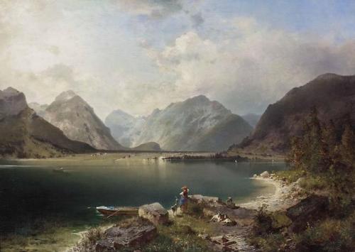 Der Achensee mit Blick auf den Ortsteil Scholasticka, am Nordufer = The Achensee [Lake Achen] with a