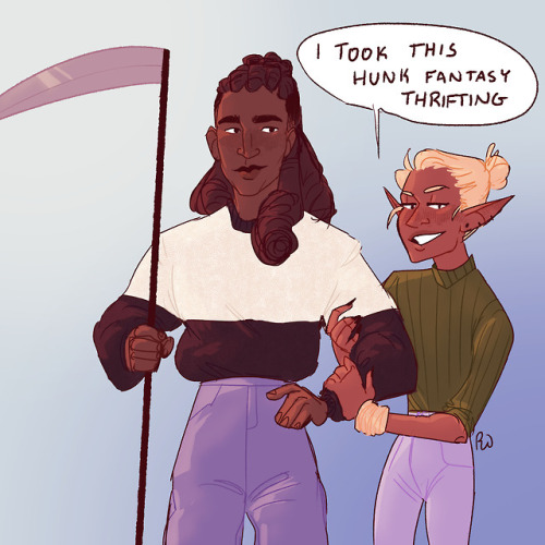 ink-shaming: sometimes you just have to go fantasy mom jeans hunting w ya bf [image: a drawing of Kr