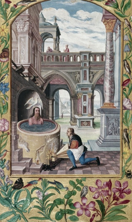 hierophage:  magictransistor:  Splendor Solis. A Two-Headed Winged Figure, A Winged Queen, A Man With a Sword, Sol Niger, A Man Bathing, The Sun. 1582.   My favorite emblem book. So brilliantly colored and detailed. Prior to seeing the Splendor Solis