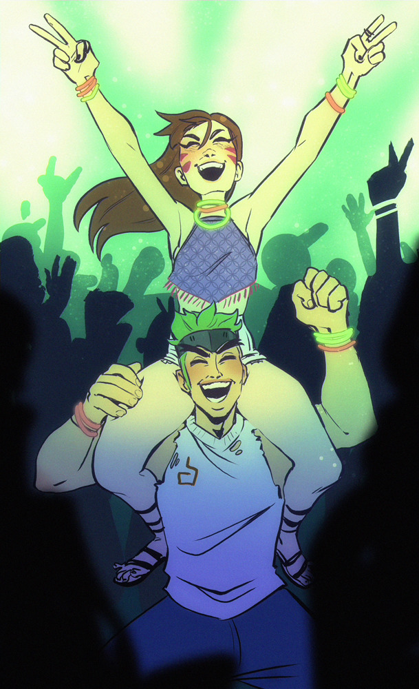 noszle: D.Va takes Genji to his first Lucio concert. They have a good time! ( I just