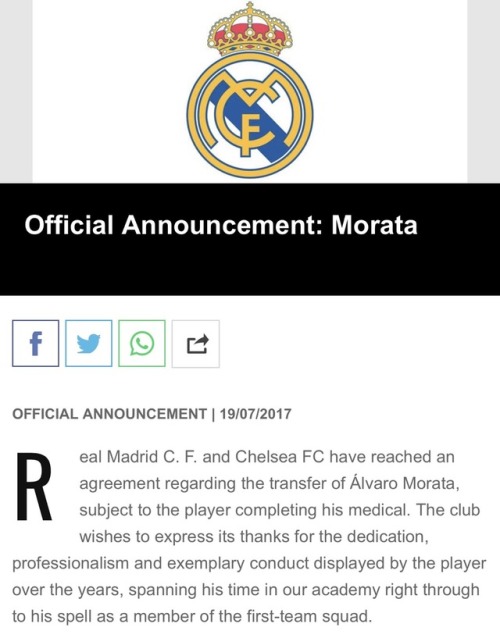 salehmadridista: Official Announcement: Morata | July 19, 2017.