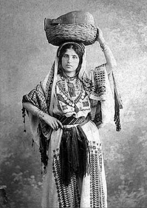 Woman in the traditional costume of Ramallah, 1920, by Khalil Raad, “Palestine’s first Arab ph