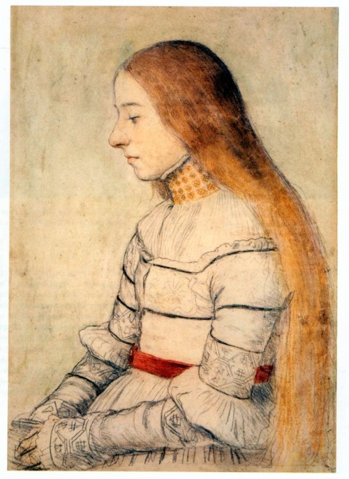 artist-holbein:Anna Meyer, 1526, Hans Holbein the YoungerSize: 27x39 cmMedium: chalk, paper