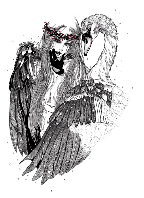 neskatohime-illustration: Leda and the Swan