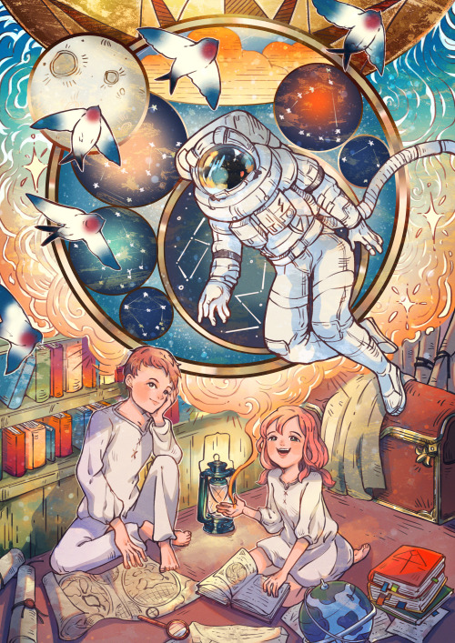 I participated in Clip Studio Paint’s contest awhile ago . The theme was “Skies, Space and Stars”.