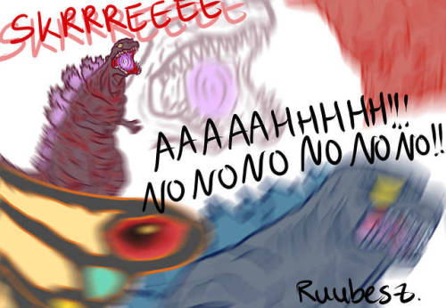 ruubesz-draws: How would Godzilla (2019) react to Shin Godzilla? I am terrified of Shin but also fee