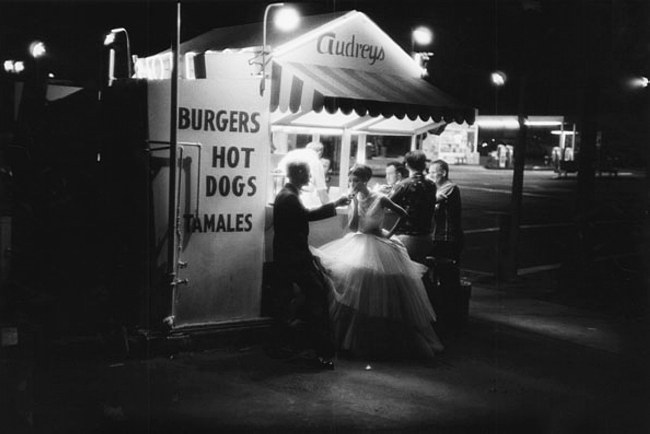 wehadfacesthen:  Hot Dog Stand 3 AM, a photo by William Caxton, Los Angeles, 1953