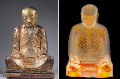 itscolossal:  CT Scan of 1,000-Year-Old Buddha Statue Reveals Mummified Monk Hidden InsideWhat looks like a traditional statue of Buddha dating back to the 11th or 12th century was recently revealed to be quite a bit more. A CT scan and endoscopy carried