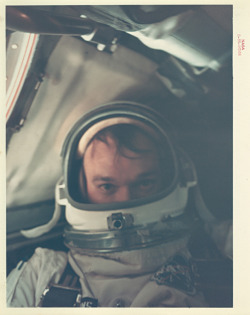 humanoidhistory:  July 18, 1966 – A vintage NASA press photo shows astronaut Michael Collins during the Gemini 10 mission. 