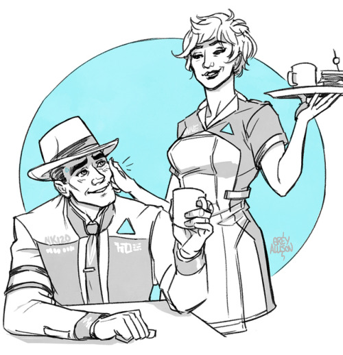 Detroit Become Human AU with Nick Valentine and Lee ★ Commission for @irradiatedsea!