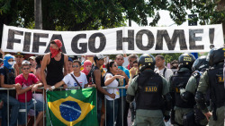 thepeoplesrecord:  Brazil creates 10,000-strong security force to deal with FIFA protestsJanuary 21, 2014  Brazil has created a special 10,000-strong elite security force to help police control demonstrations expected during the World Cup, which starts
