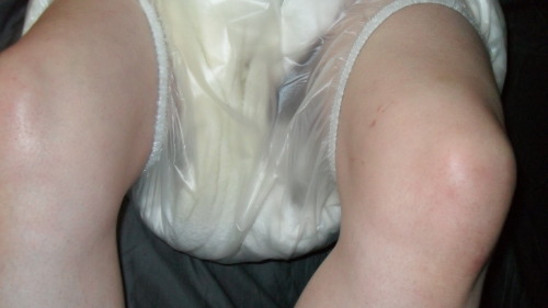 Very wet terry diapers with plastic pants 