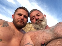 daddyworship:  daddyandcubby:  When we get naked, it’s inevitable  #daddyandcubby #dadandson #beachsex  God DAMN what a hot couple 