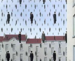 renemagritte-art:   Golconda  1953  Rene Magritte   