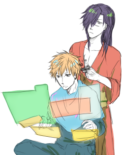 tatsumiyaa:  I have a feeling Koujaku would just cut it cuz it got too long for his taste and Noiz wouldn’t even notice