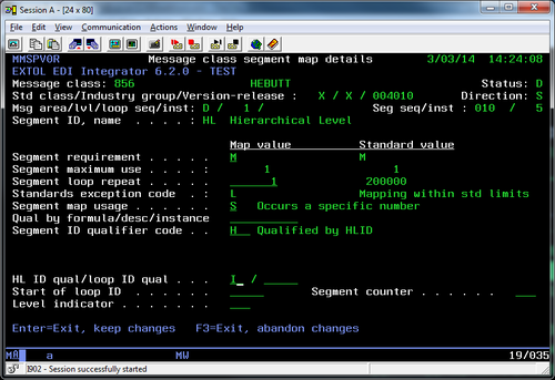 EXTOL EDI Integrator Outbound 856 element details screenshot