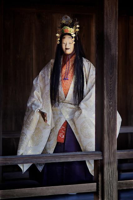 lotusunfurled:  Nô actor coming back from stage at Miyajima temple, Hiroshima Ken, Seto Inland Sea, Japan by Alex_Saurel on Flickr. 