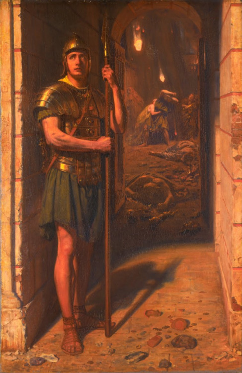 Faithful Unto DeathEdward John Poynter (British, 1836-1919) Oil on canvas, 115 x 75.5 cm, 