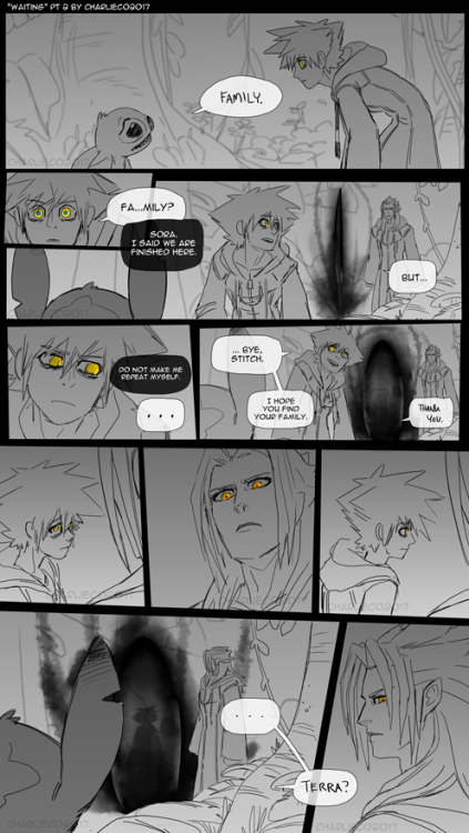 chachacharlieco:  WaitingAfter visiting a world for a small mission, Sora-Xehanort and Xemnas briefly encounter a lost friend.