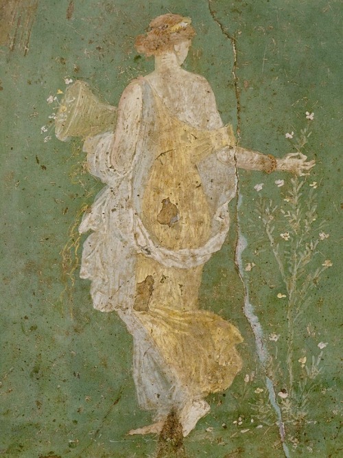 la-belle-epoche:Flora, the goddess of flowers and springFresco from Villa di Arianna, Pompeii 1.c AD