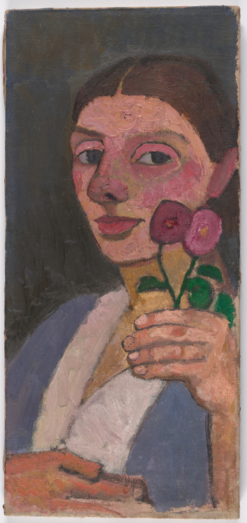  Self-Portrait with Two Flowers in Her Raised Left Hand by Paula Modersohn-Becker, 1907