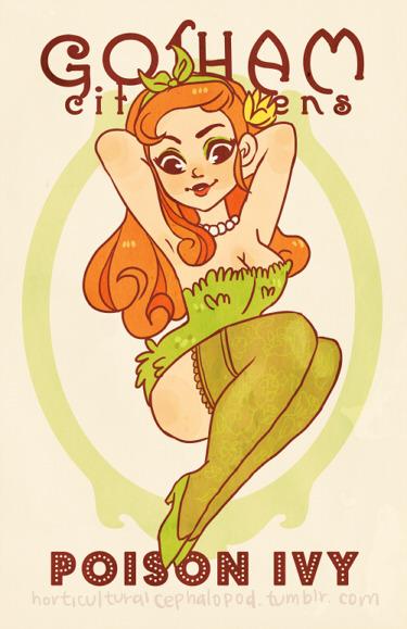 timetravelandrocketpoweredapes:  Gotham City Sirens Pin-up by horticulturalcephalopod:  I’ve wanted to do pin-ups of these gals for a while! Cutesy pin-up clothes are my weakness.  You can find these in poster form at WonderCon this weekend! I’m