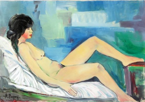 Alberto Pirpan (Italian, 1936 - 2012)Reclining nude.