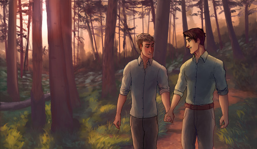 kdubzart:  My buddy brobotica wanted a happy Marco but it turned into a gentle forest stroll hand in hand with jean (and i got a bit carried away with the forest part) 