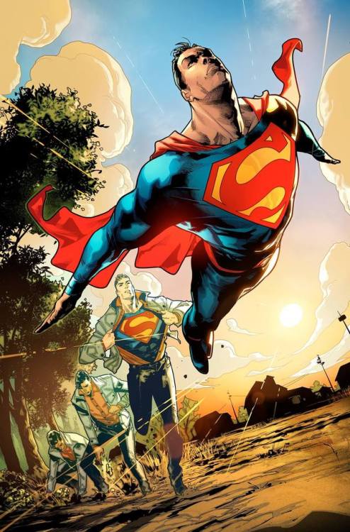 jetslay:Clark Kent changing into Superman sequence. Artworks by Jorge Jimenez, Cliff Chiang, José 