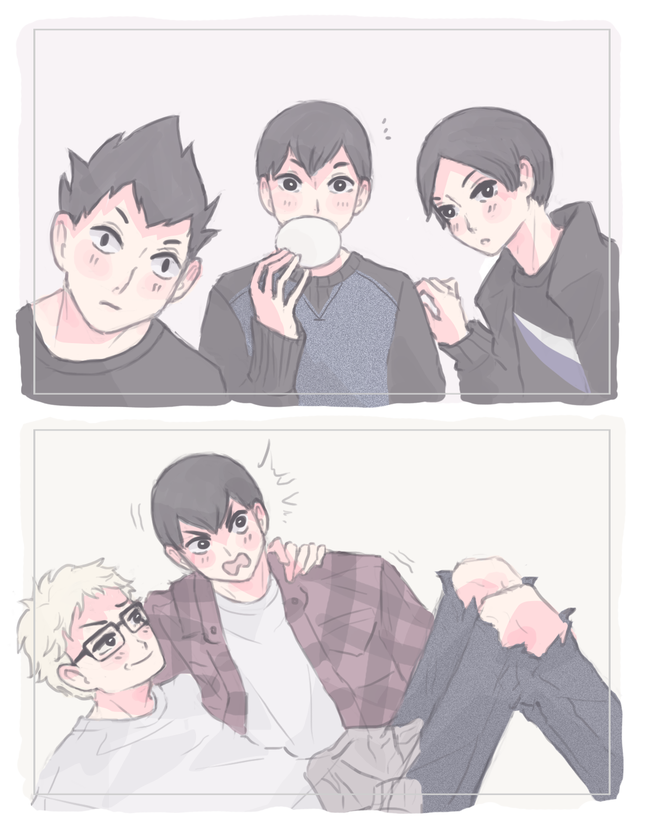 milcs:  Drawing the stageplay actors as their hq!!charactersAlso, todays is Tatsunariâ€™s