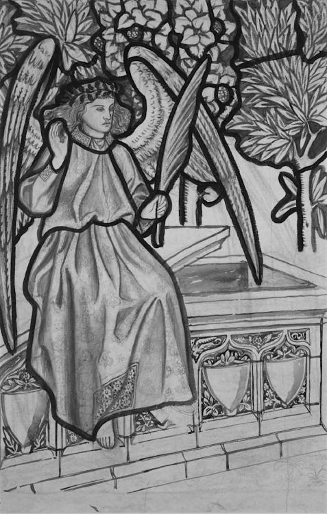 funeral-wreath: William Morris, Angel of the Resurrection: Cartoon for Stained Glass, 1862. Tate.