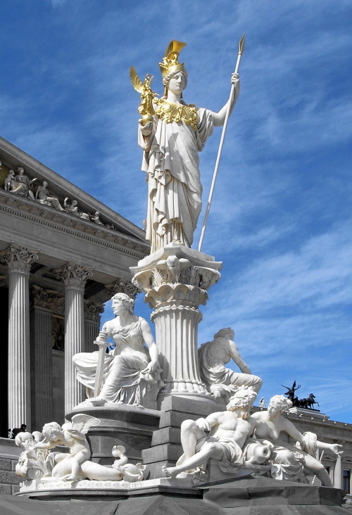 theprinceeee: Pallas Athena on the front of the Austrian Parlament in Vienna. 