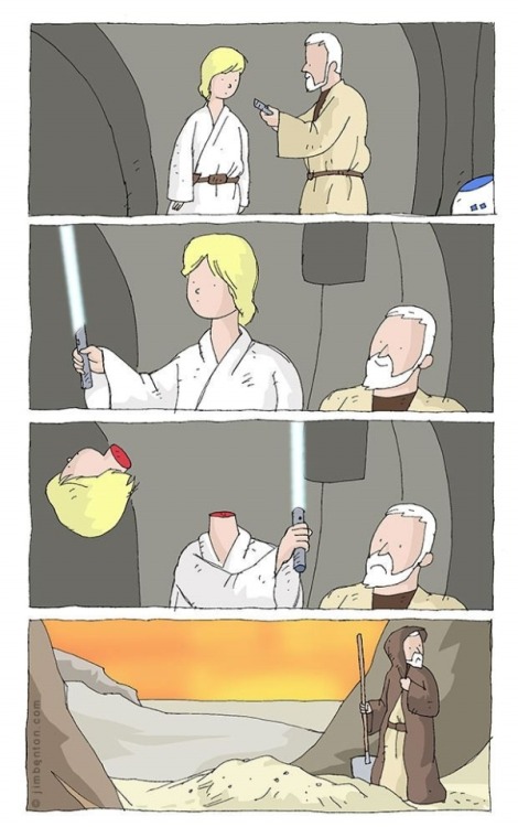 dorkly:  Jedi Training “Well, at least now I don’t have to tell him that thing about his dad…”  If only this would’ve happened for real. Fuck, I hate Luke so much.