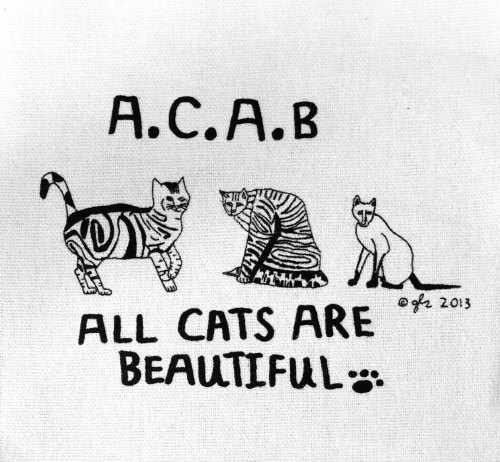 cat-sessorize:Art Punk Patches Punk Patch Print DIY Animal Rights ACAB A.C.A.B Cat All Cats are Beau