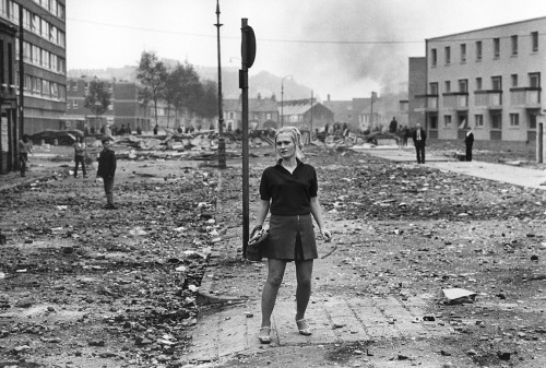 Girl on the Rue Saint-Jacques; during the protests in Paris; May 6, 1968; photo by Gilles Caron.