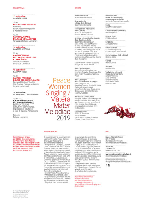 Si ConclusoPeace Women Singing/Matera Mater Melodiae, Un Progetto Di Cooperazione E Scambio Internazionale