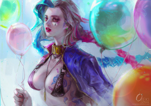 Harley Quinn &amp; JINX  Oreki Genya www.artstation.com/artwork/Lzz0A