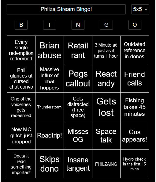 QSMP NEW MEMBERS!! Bingo Card