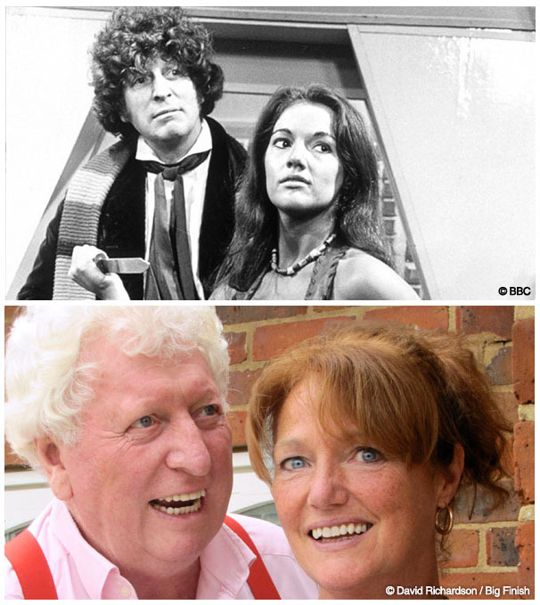 justicepirate:  Tom Baker (4th Doctor) &amp; Louise Jameson (Leela) Then &amp;