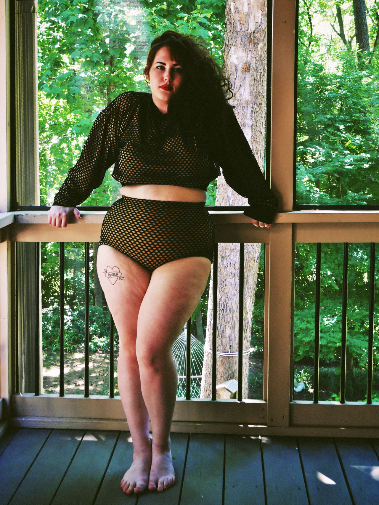 sweetjanesays:  Swimsuit and crop top from Rue 107. 