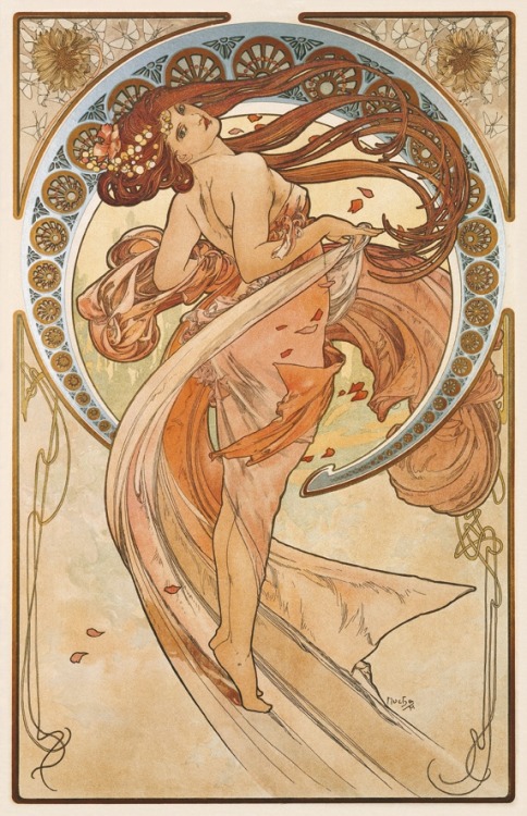 overdose-art:Alphonse Mucha. Painting, Poetry, Music & Dance (1898)