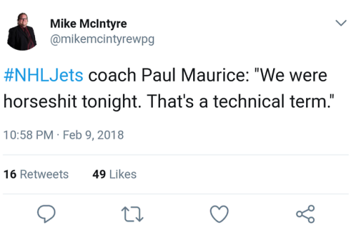 Paul Maurice is legit one of my favorite coaches. He and Babcock are such gems.