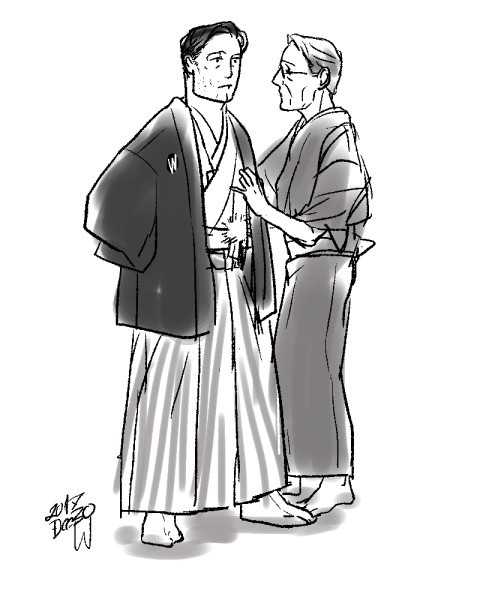 Bruce and Alfred with Japanese style winter tid bits. (Don’t ask why.)