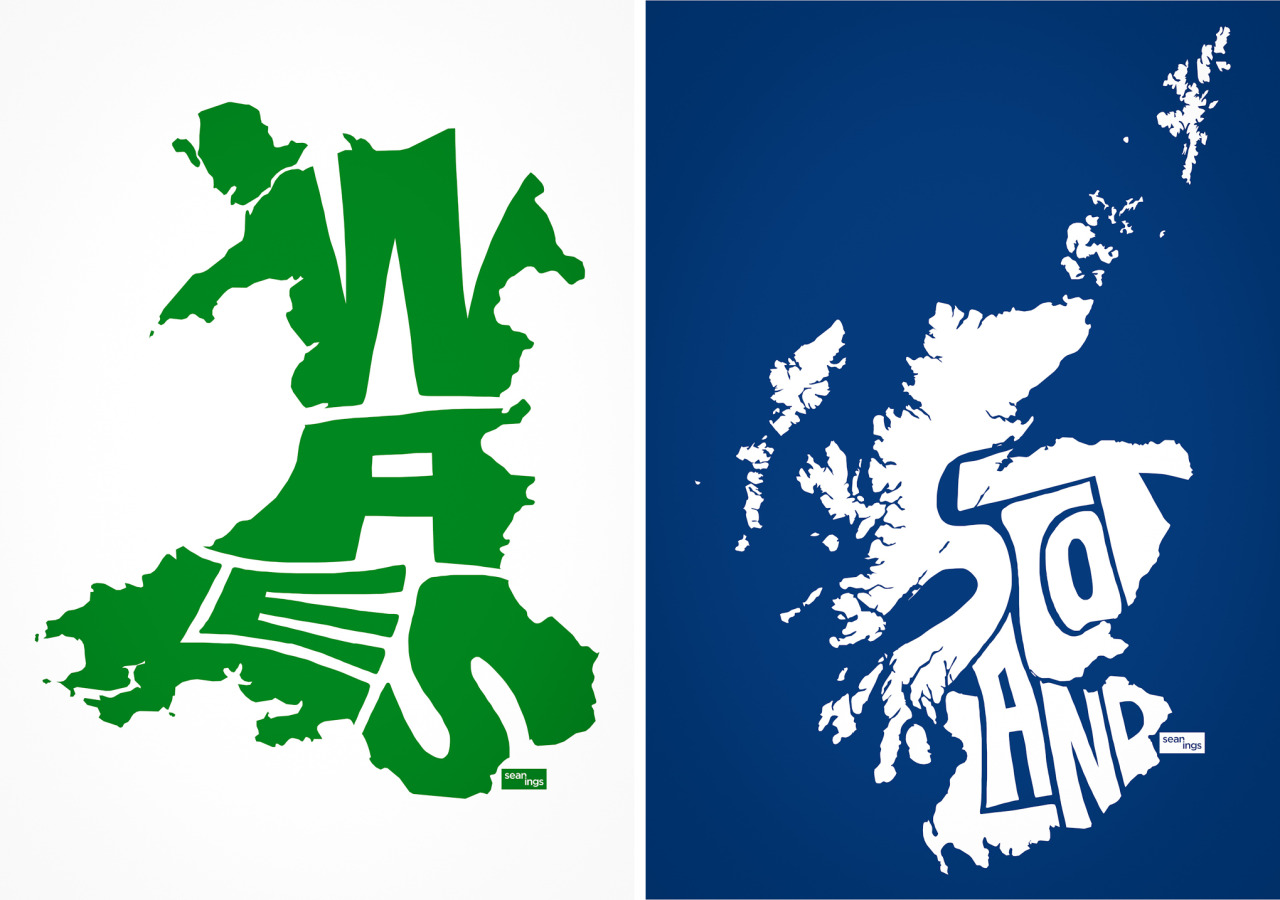 seanings:  Typographic Country Maps Buy These Shirts