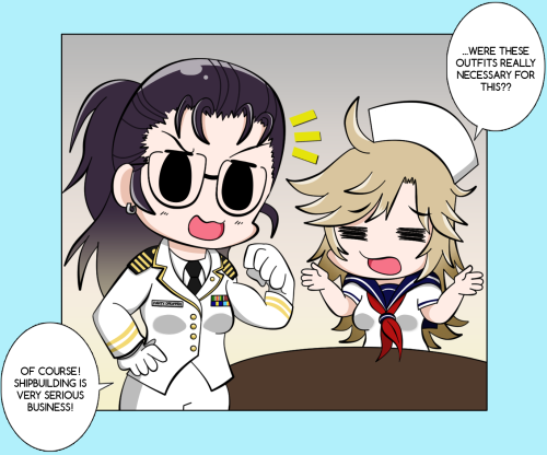 kakkoii-nakano: Anchors Aweigh Lovable dorks~ Please support the manga Pulse by @rts1519 via @three-musqueerteers Bonus points to anyone who can read Mel’s name tag…haha. 