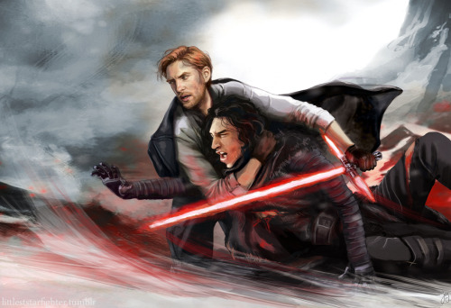 littleststarfighter:For donnagers who requested Hux holding Rens Lightsaber, and the anon who wanted