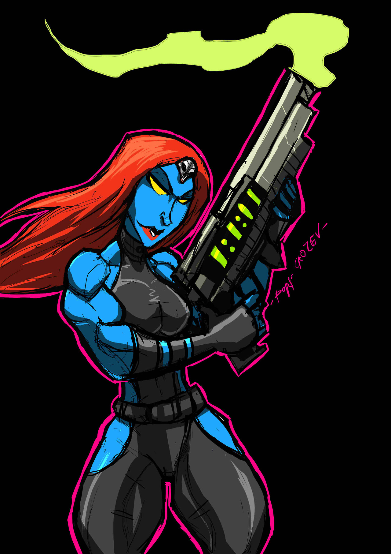 sabrerine911:  Was in the Brotherhood drawing mood so here is a mean Mystique with