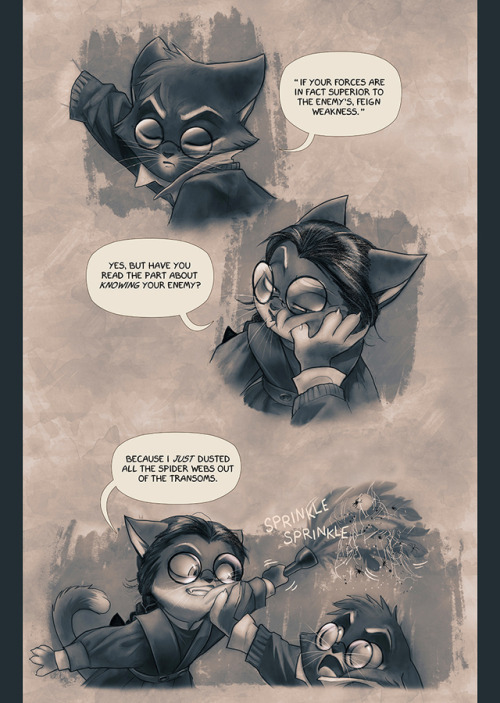 lackadaisycats:A little comic prompted by a Patron request for ‘Mordecai being tickled’.With his sis